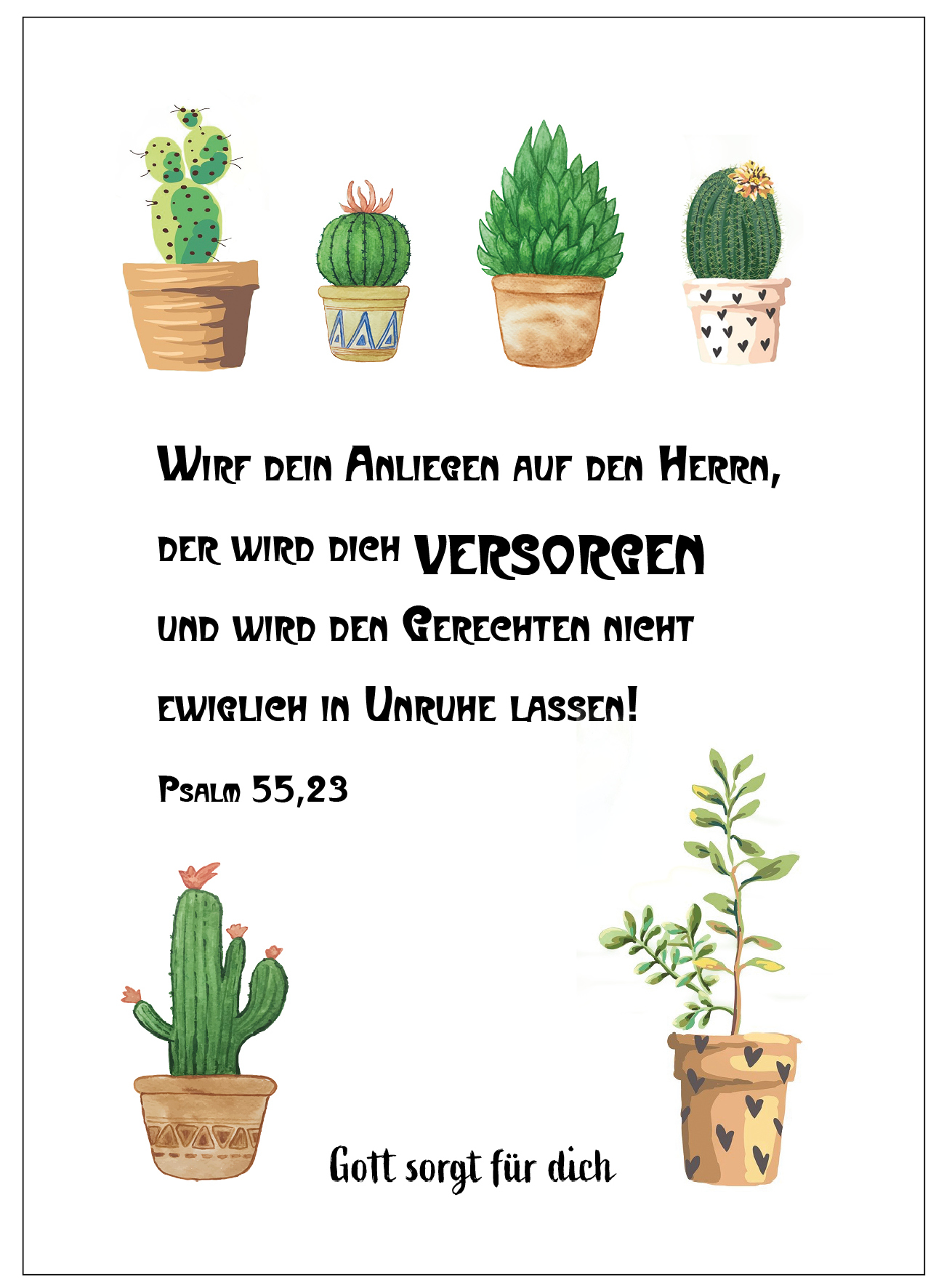 Postkarte im Aquarelldesign - Kaktus