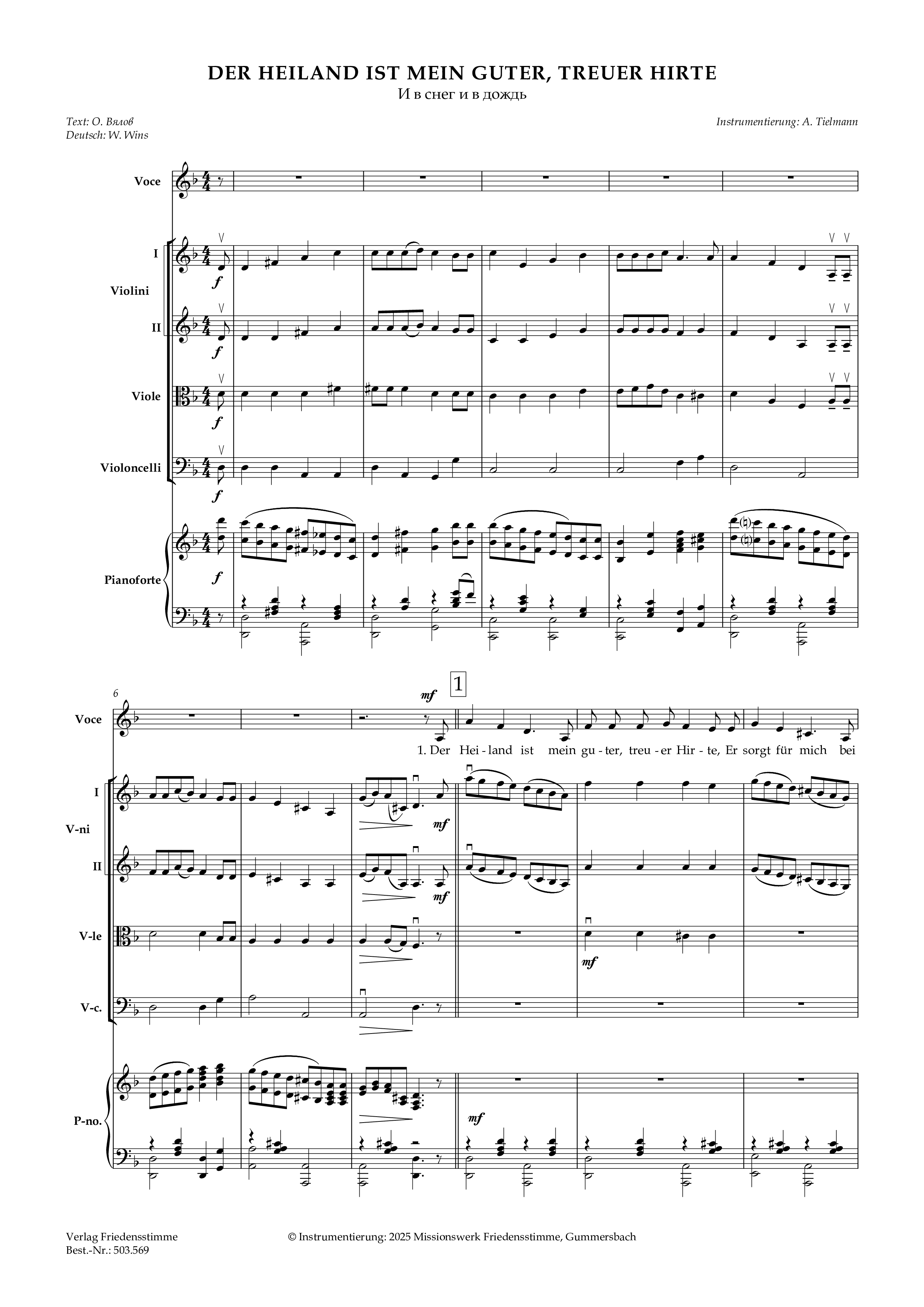 Partitur - Der Heiland ist mein guter, treuer Hirte