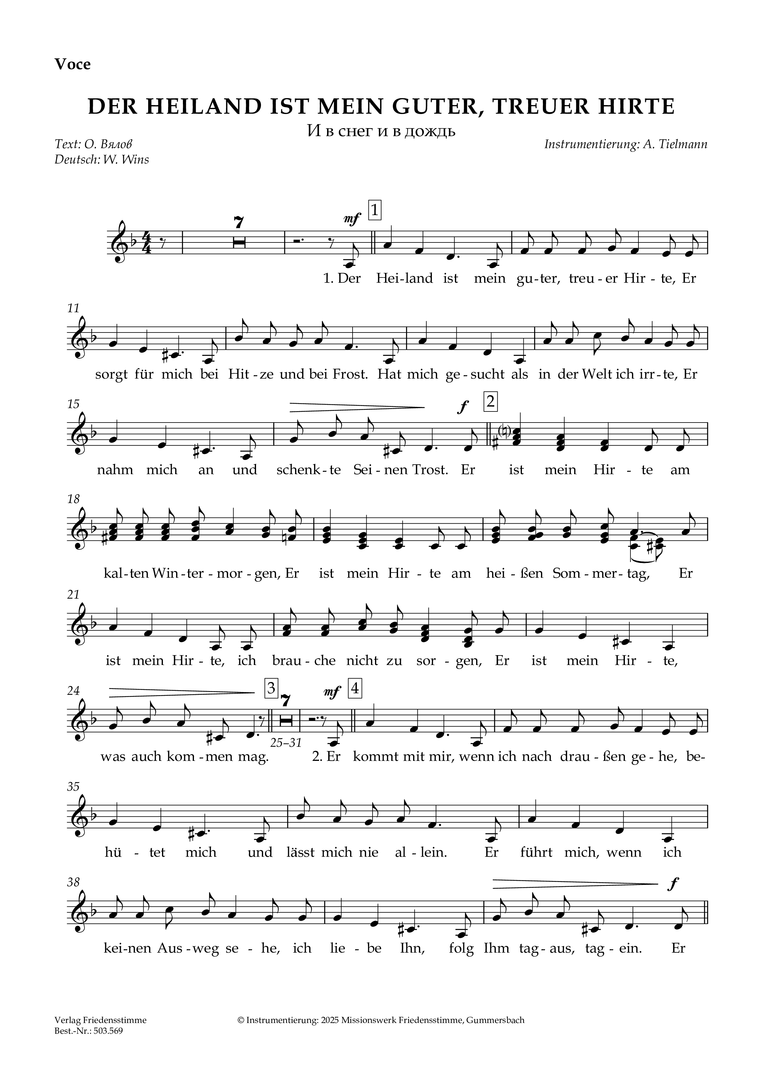 Partitur - Der Heiland ist mein guter, treuer Hirte