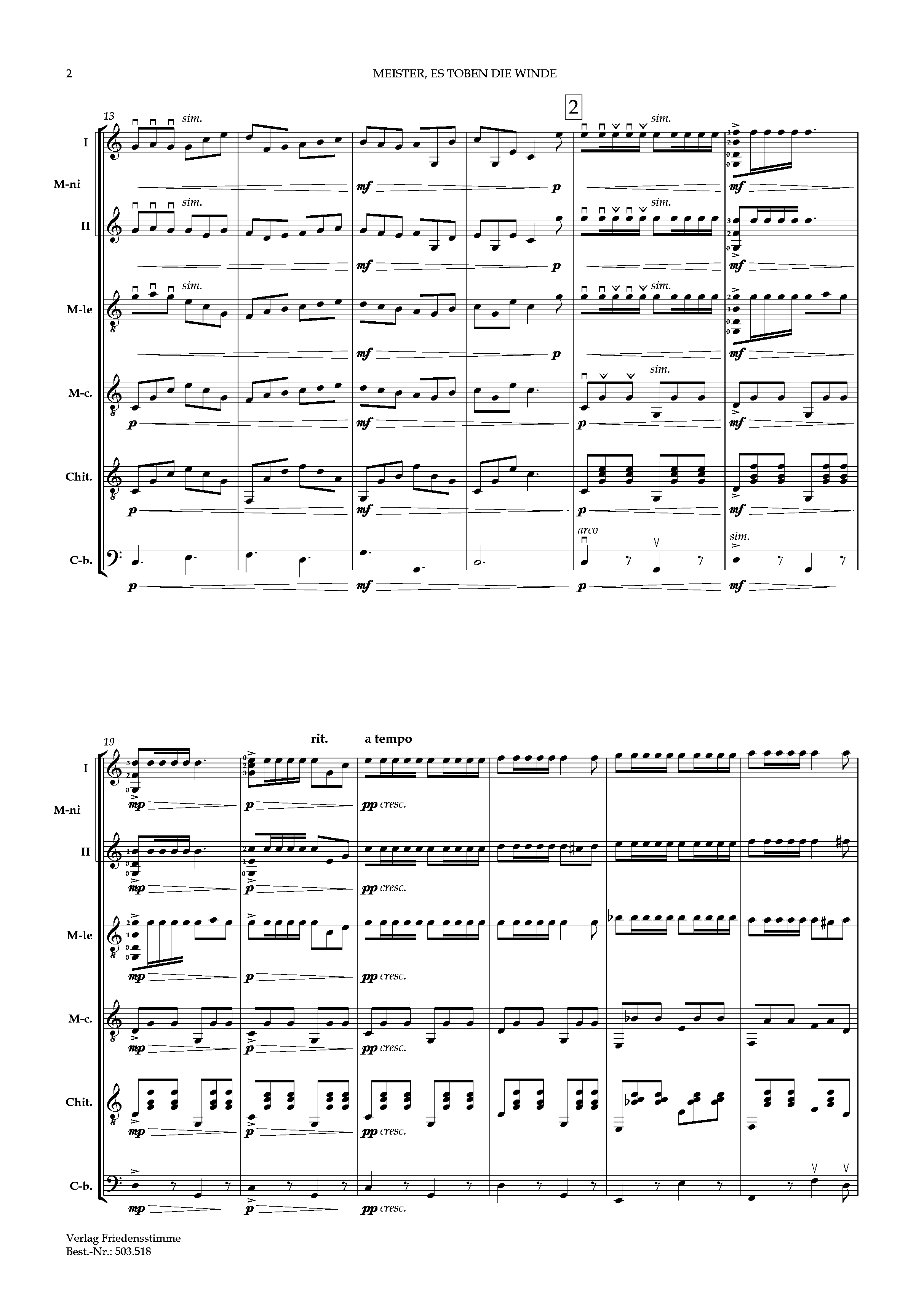 Partitur - Meister, es toben die Winde