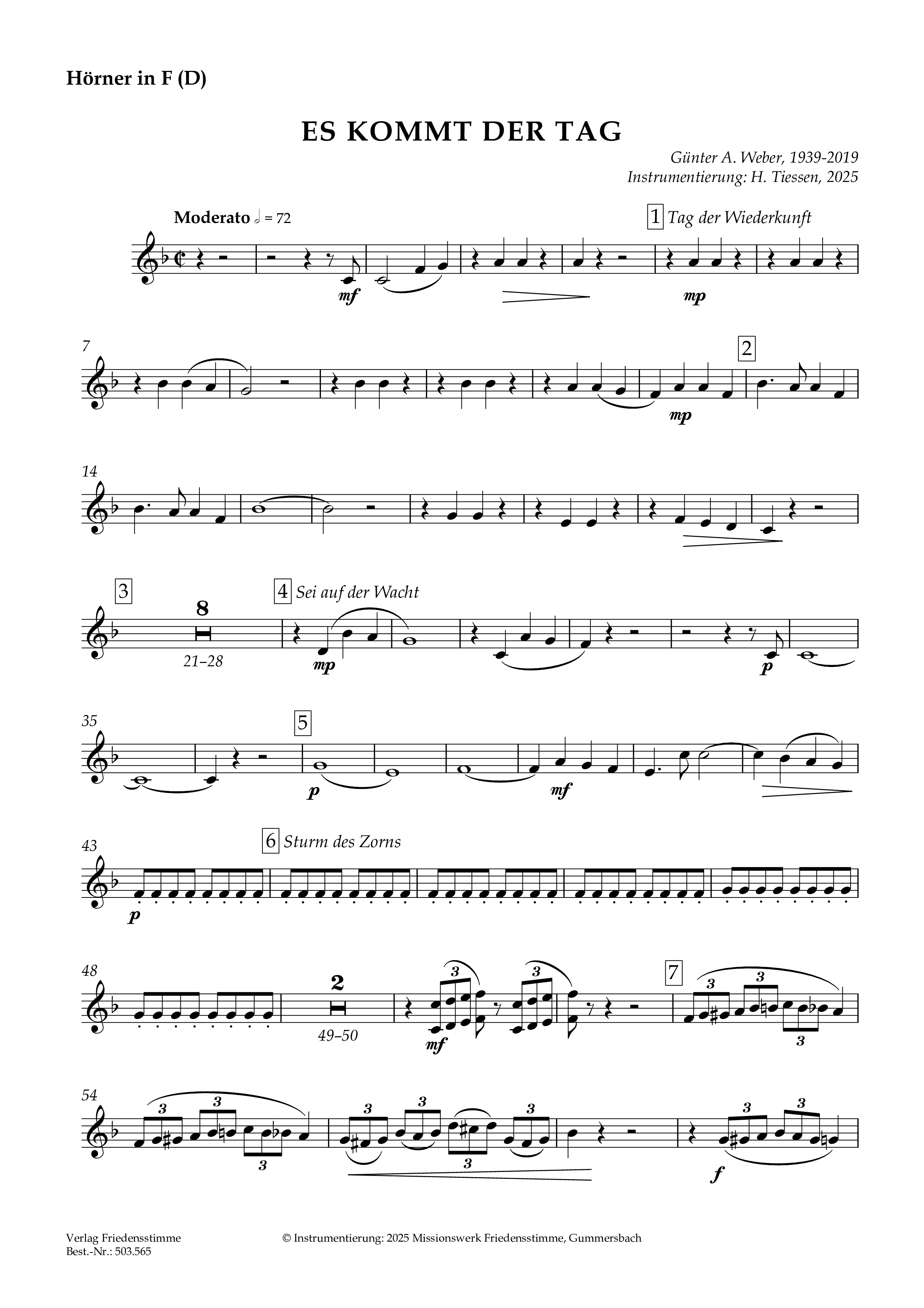 Partitur - Es kommt der Tag