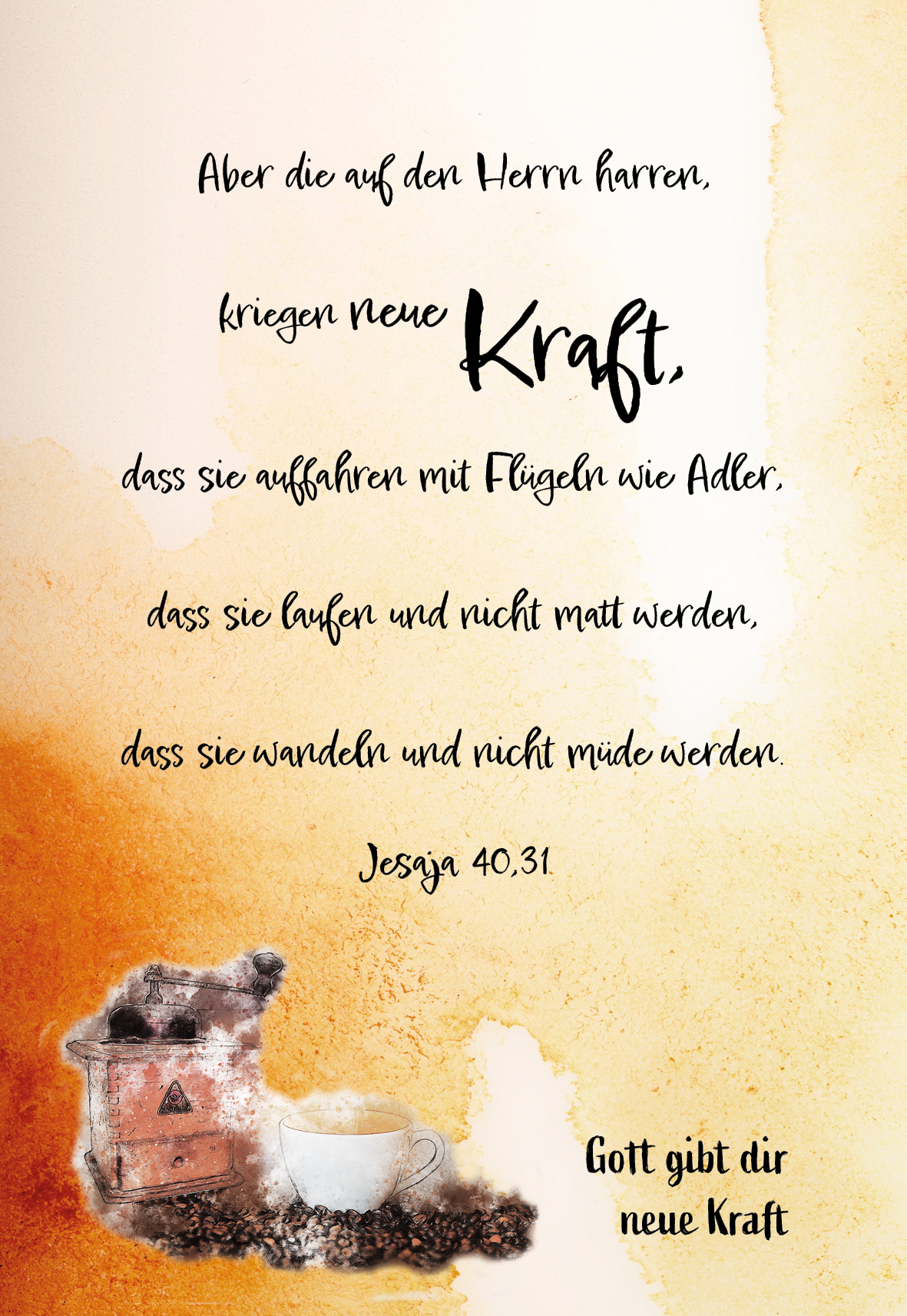 Postkarte im Aquarelldesign - Kaffee