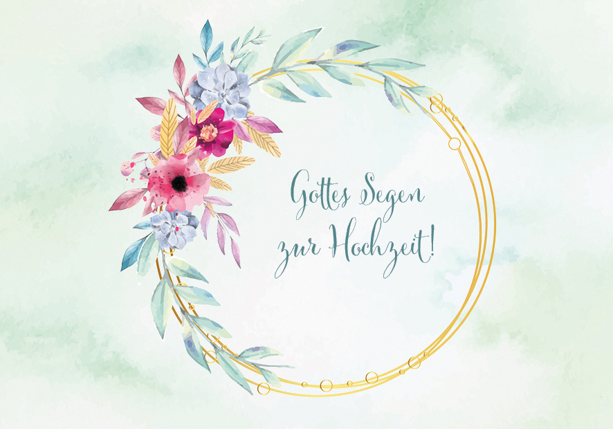 Faltkarte - Blumenkranz zur Hochzeit