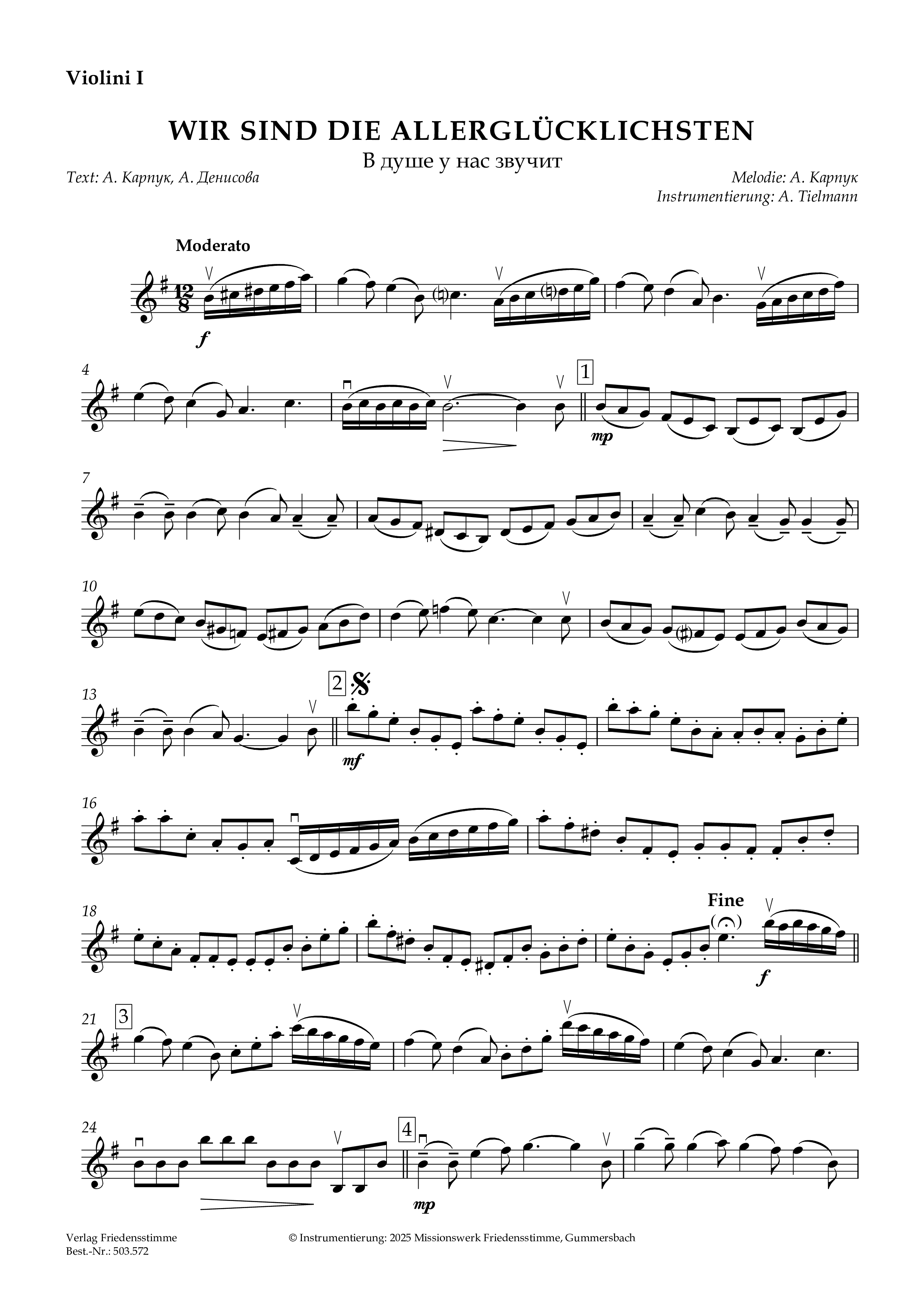 Partitur - Wir sind die Allerglücklichsten