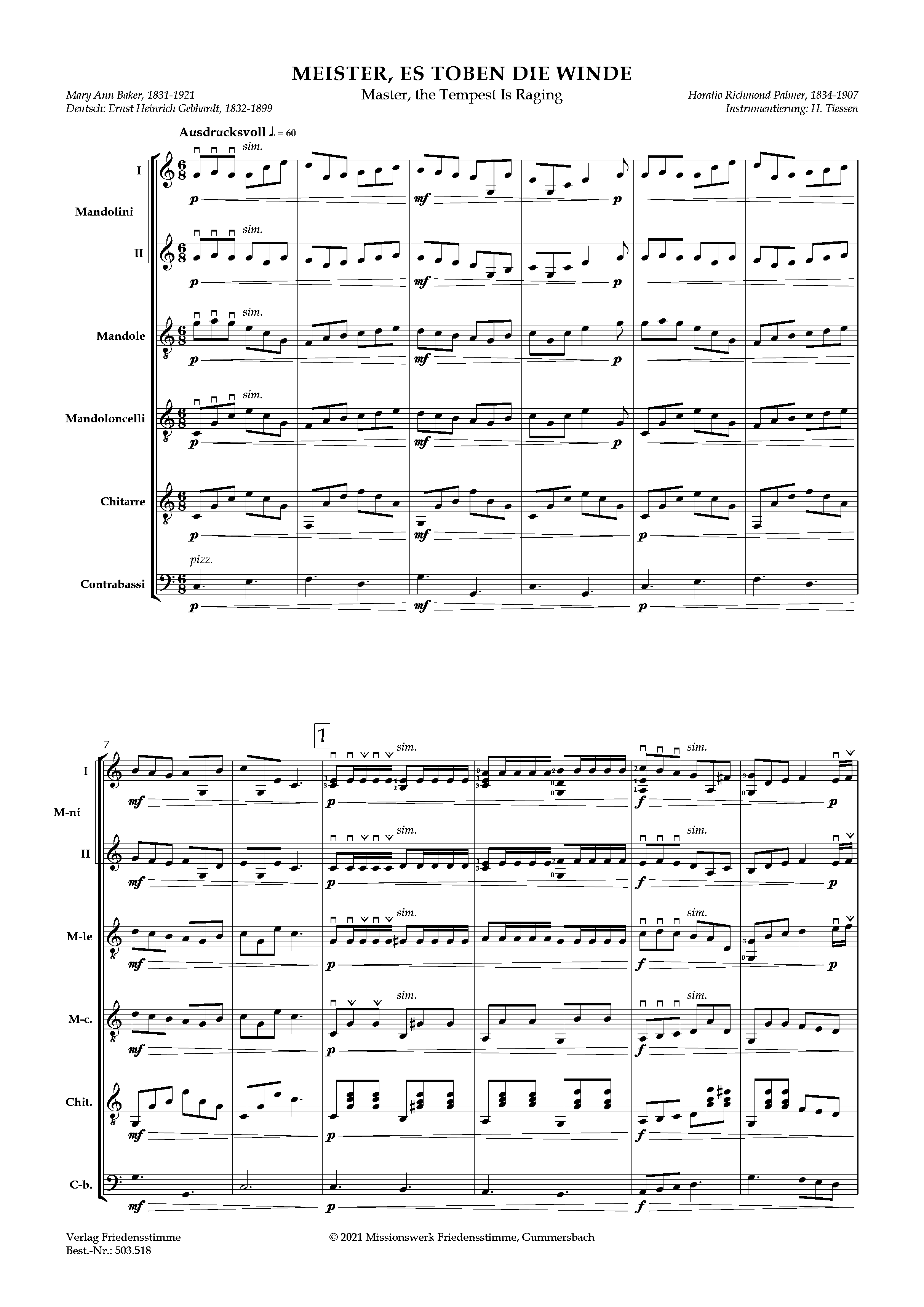 Partitur - Meister, es toben die Winde