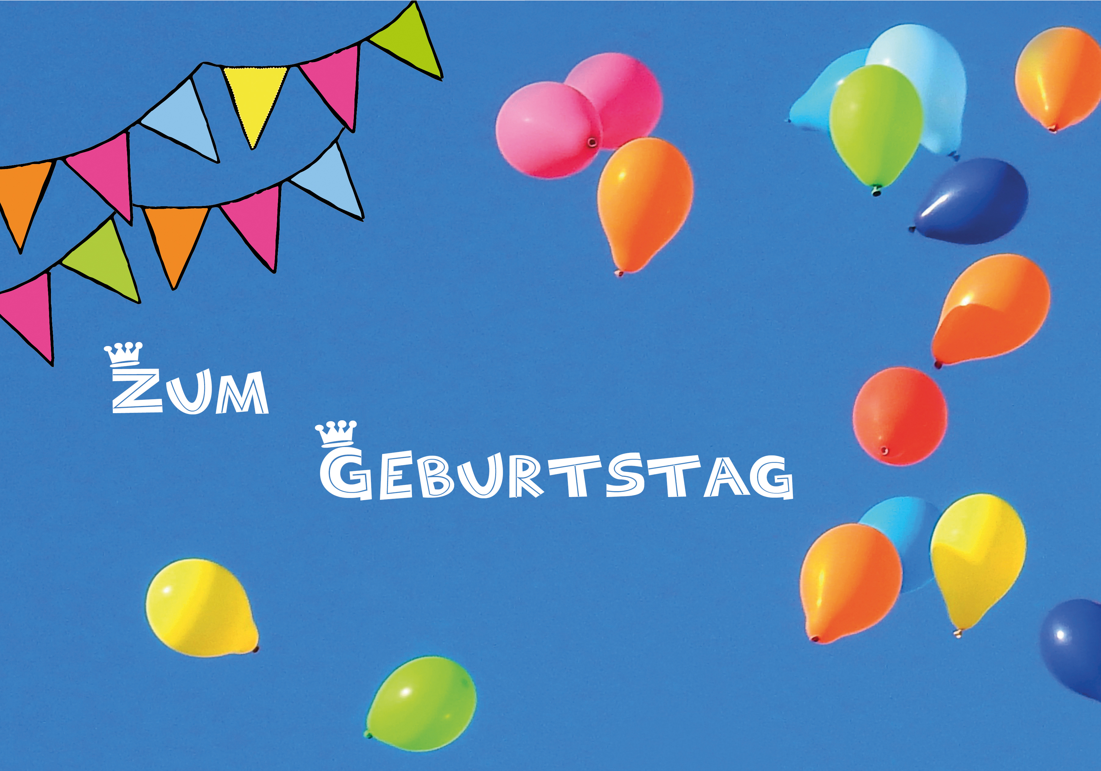Faltkarte - Zum Geburtstag Luftballons