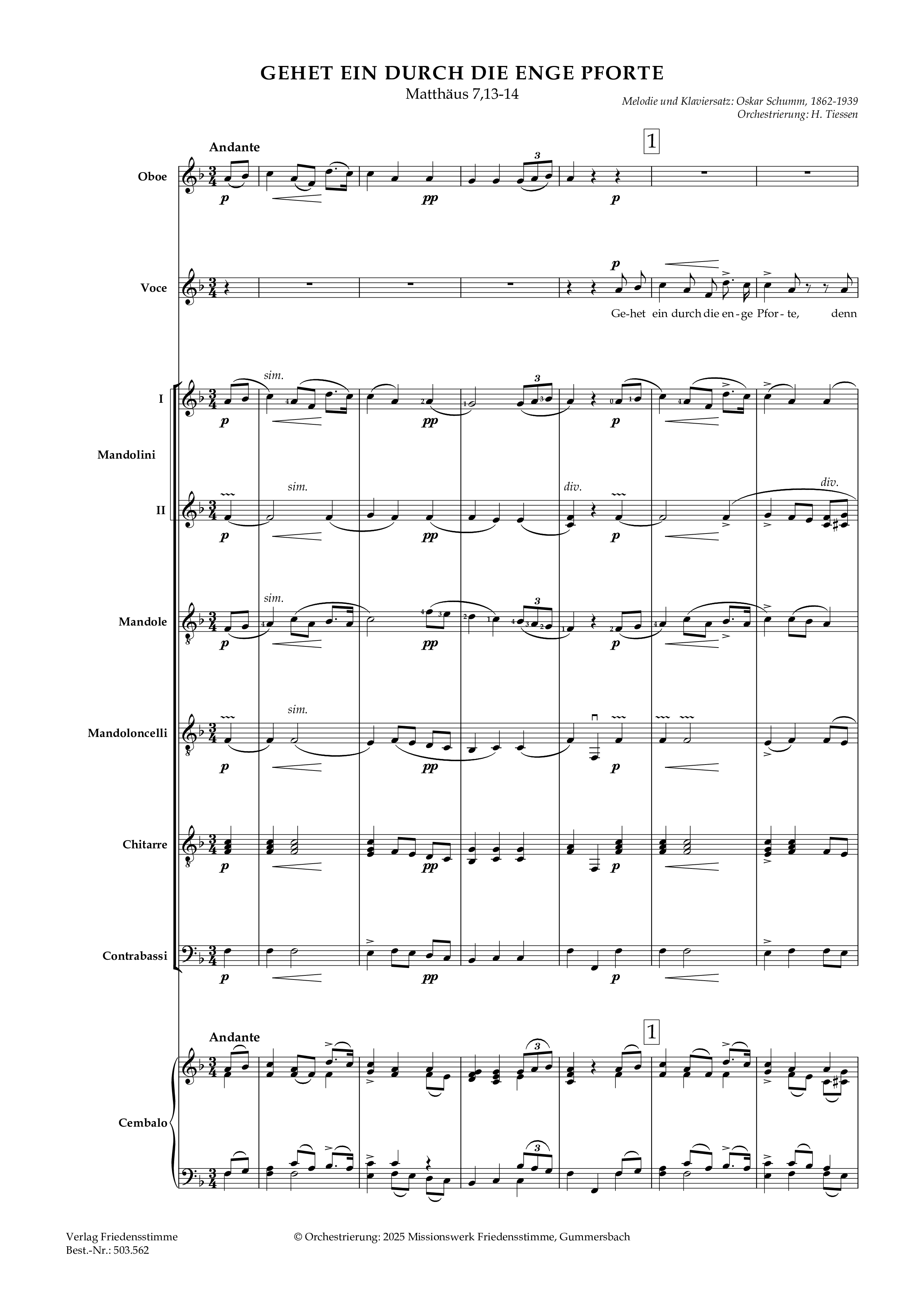 Partitur - Gehet ein durch die enge Pforte Partitur - Gehet ein durch die enge Pforte