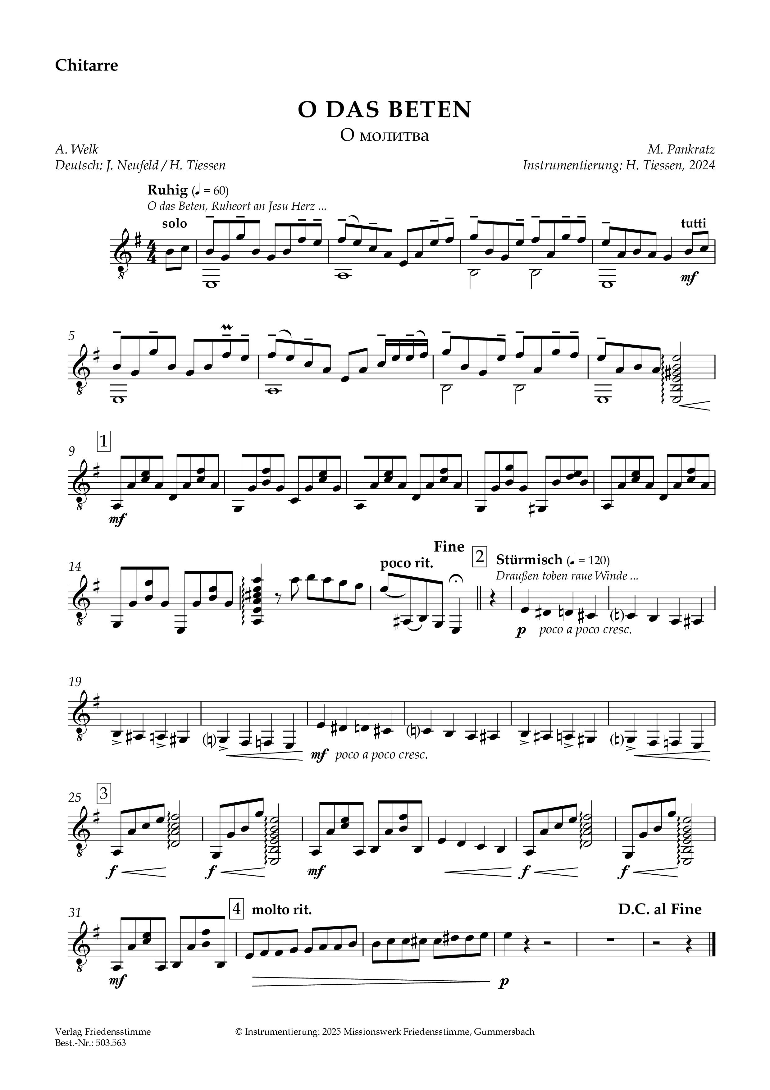 Partitur - O das Beten Partitur - O das Beten
