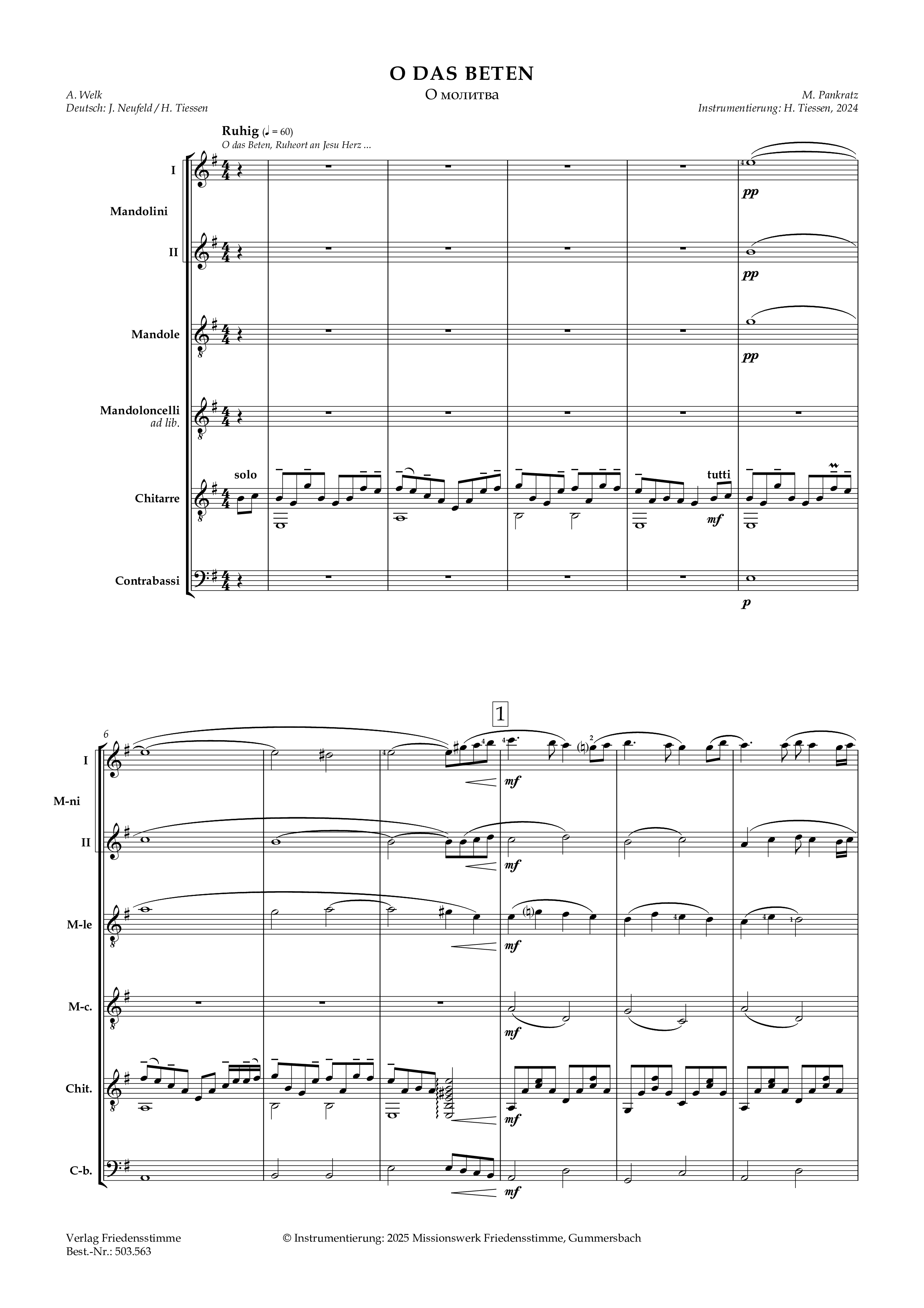 Partitur - O das Beten Partitur - O das Beten