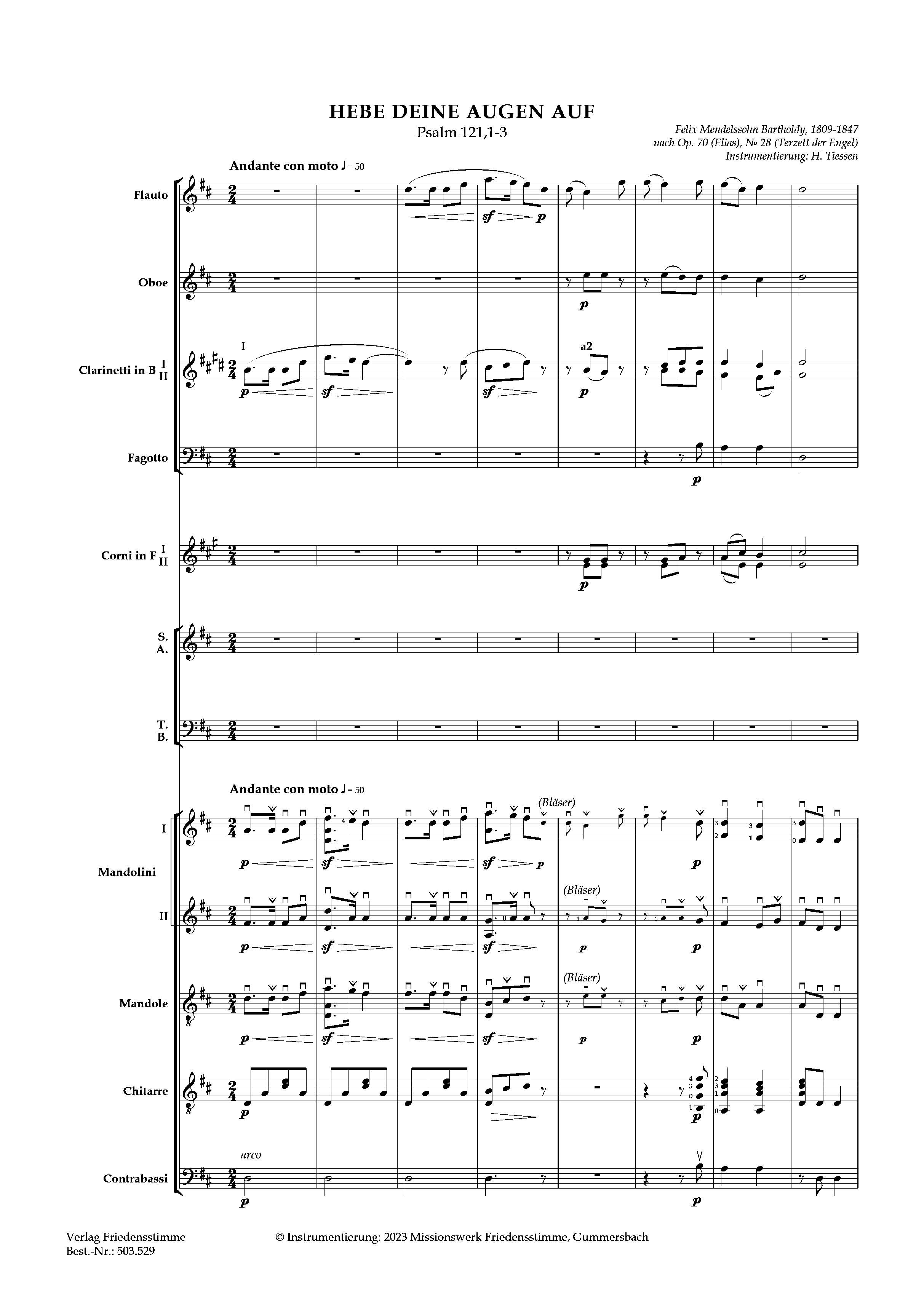 Partitur - Hebe deine Augen auf