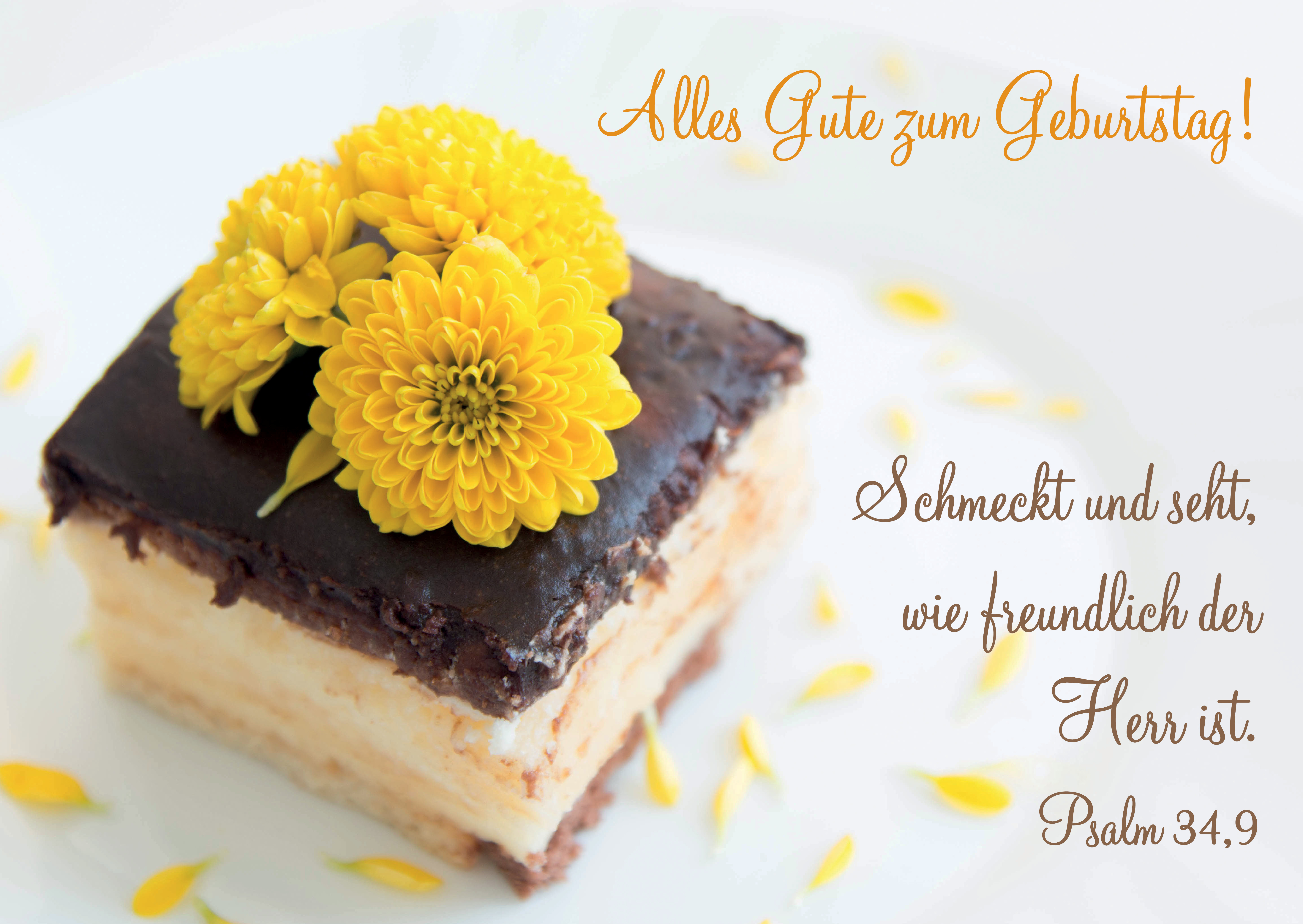 Postkarte - Kuchen mit gelben Blumen