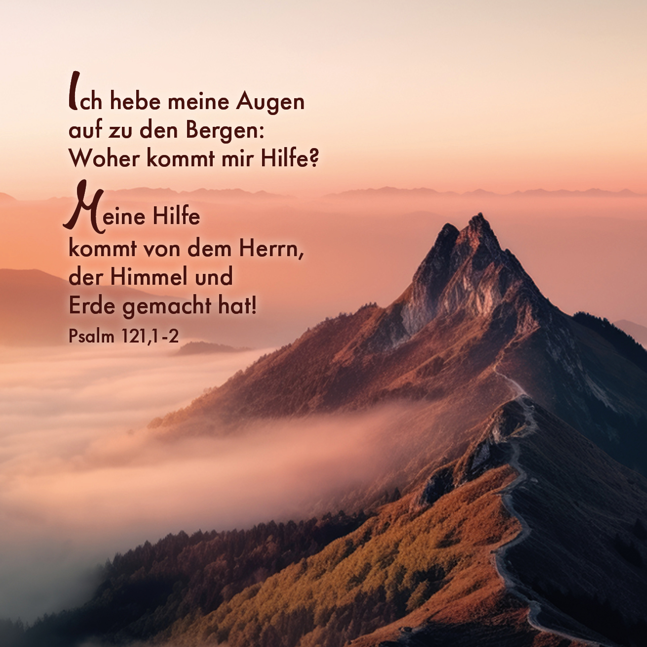 Quadratische Postkarte - Berg