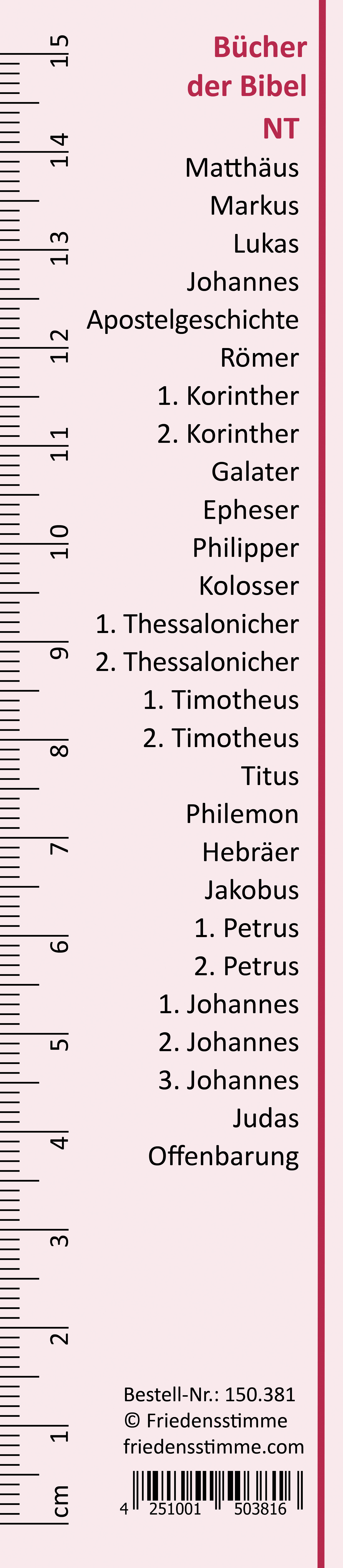 PVC Lineal + Lesezeichen - Bücher der Bibel