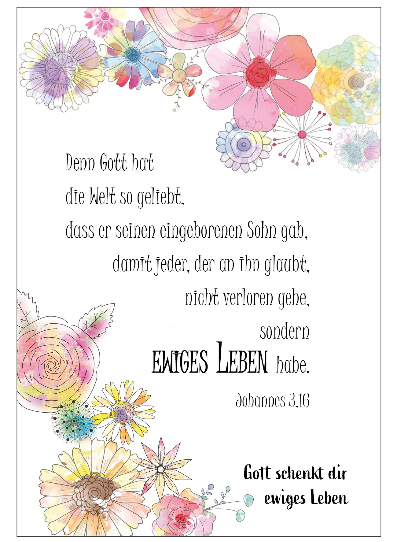 Postkarte im Aquarelldesign - Blumenrahmen