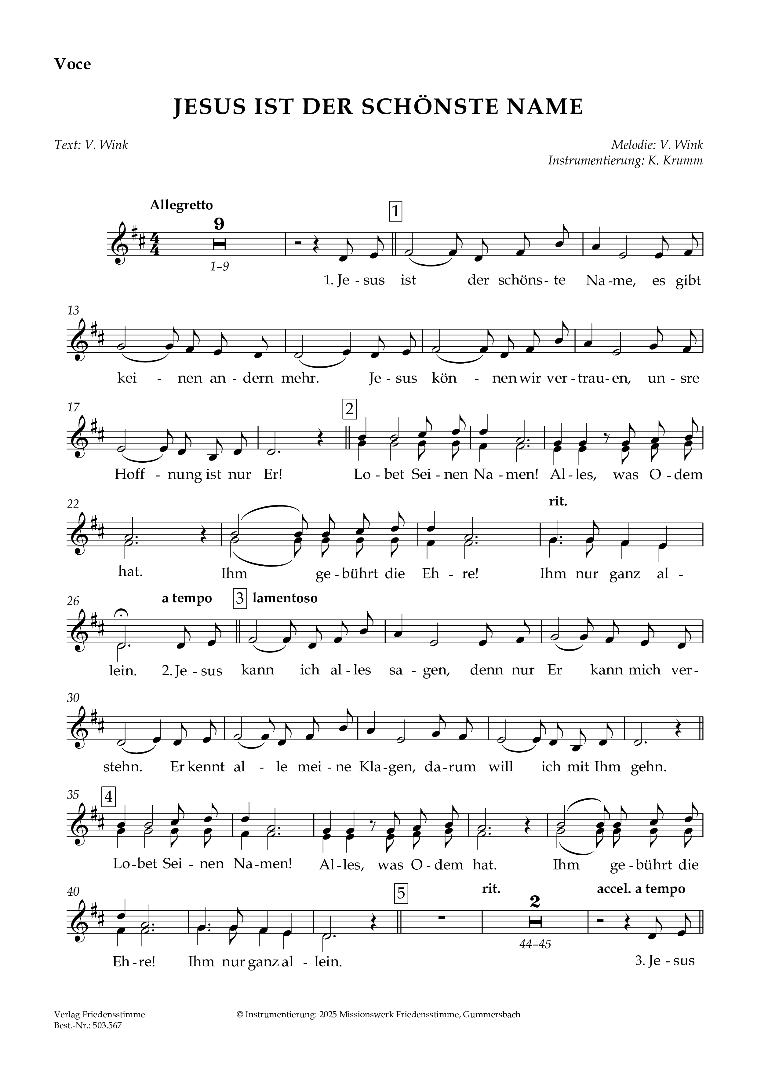 Partitur - Jesus ist der schönste Name