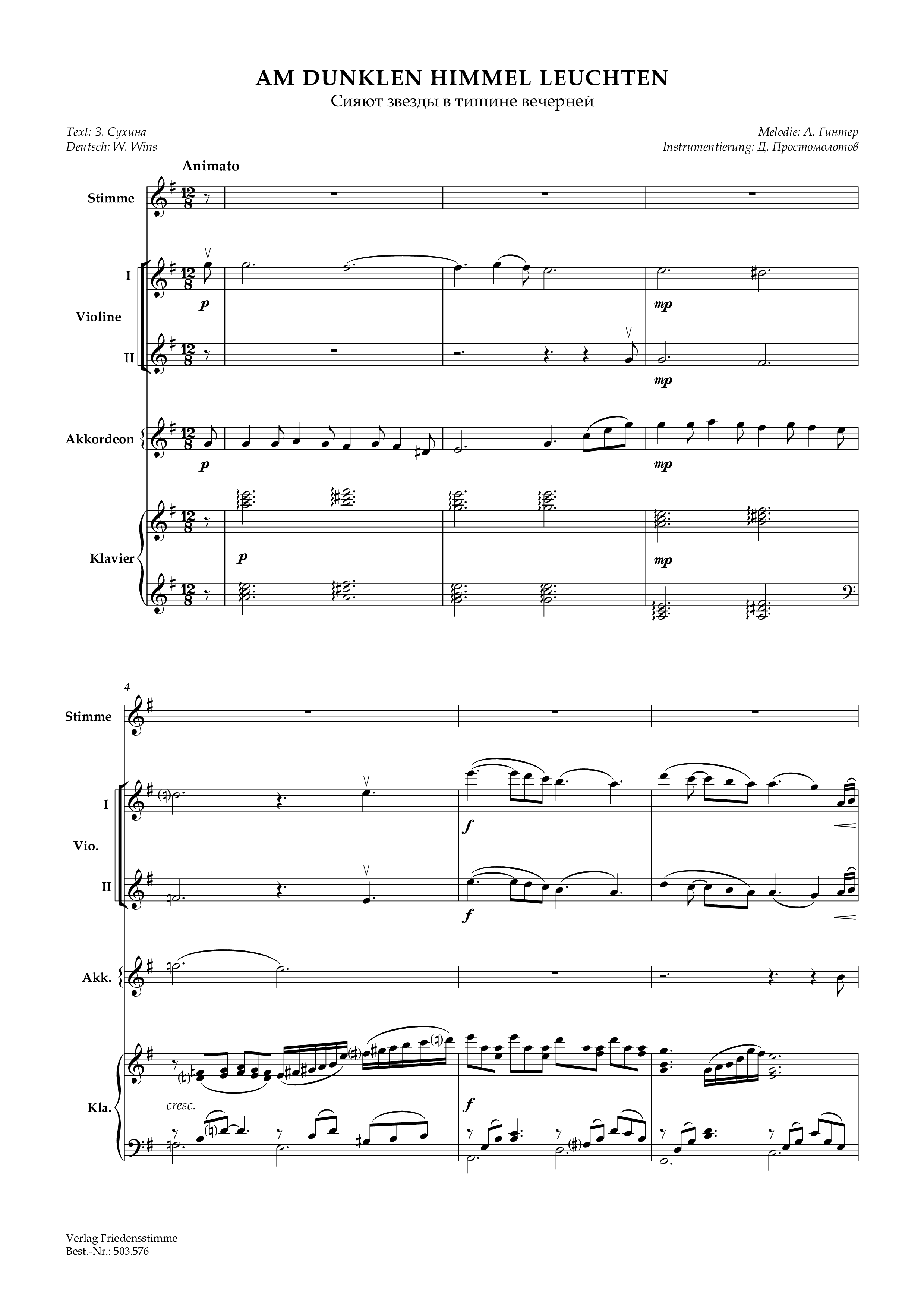 Partitur - Am dunklen Himmel leuchten