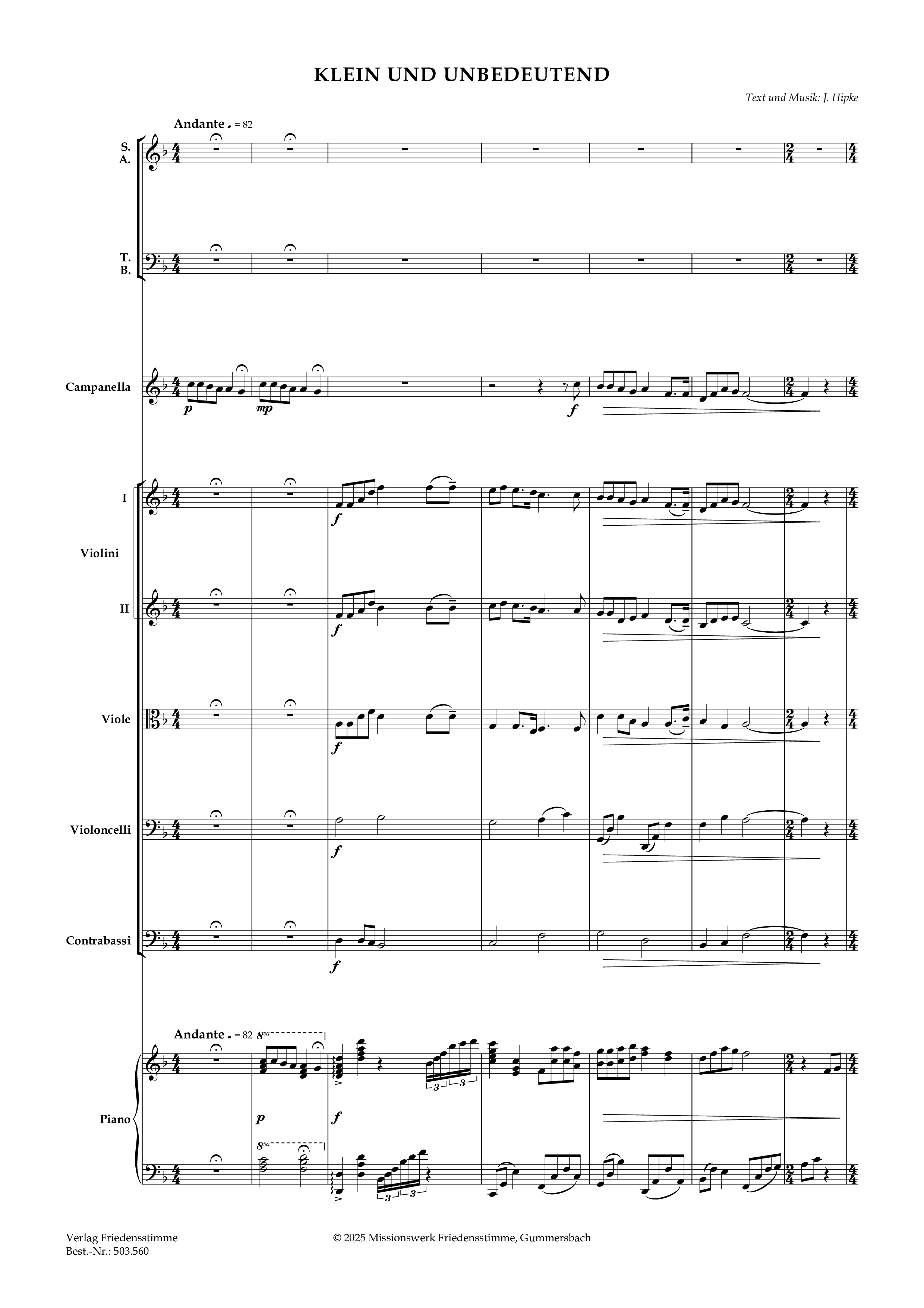 Partitur - Klein und unbedeutend Partitur - Klein und unbedeutend
