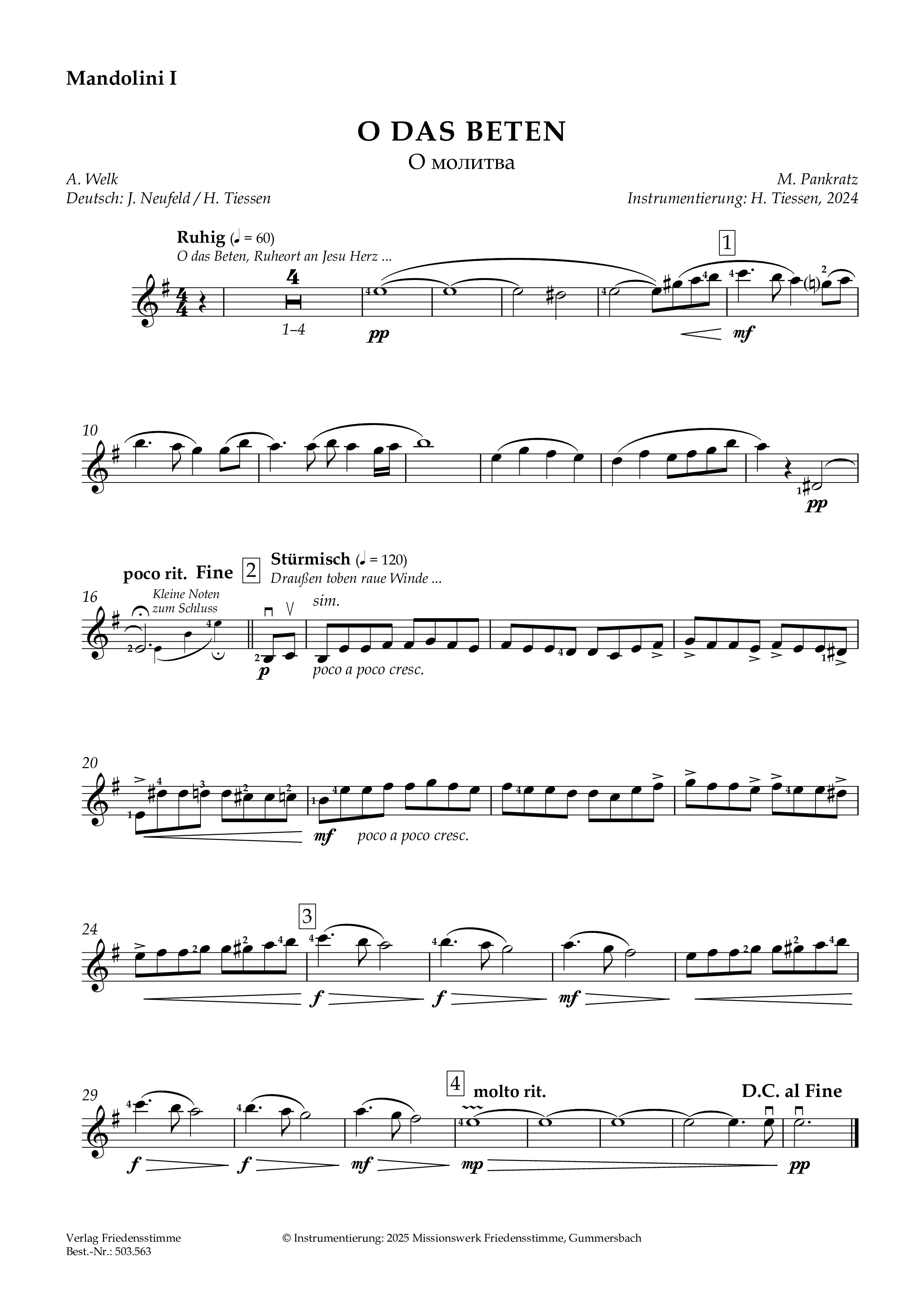 Partitur - O das Beten Partitur - O das Beten