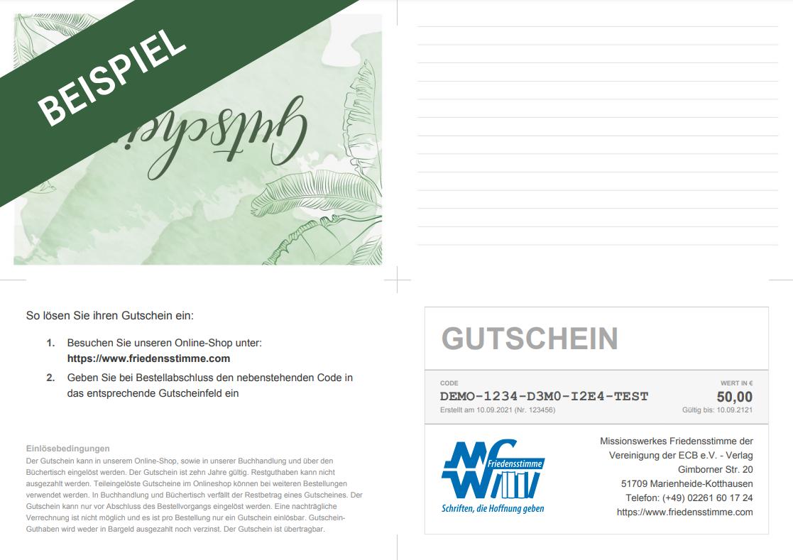 Online Gutschein