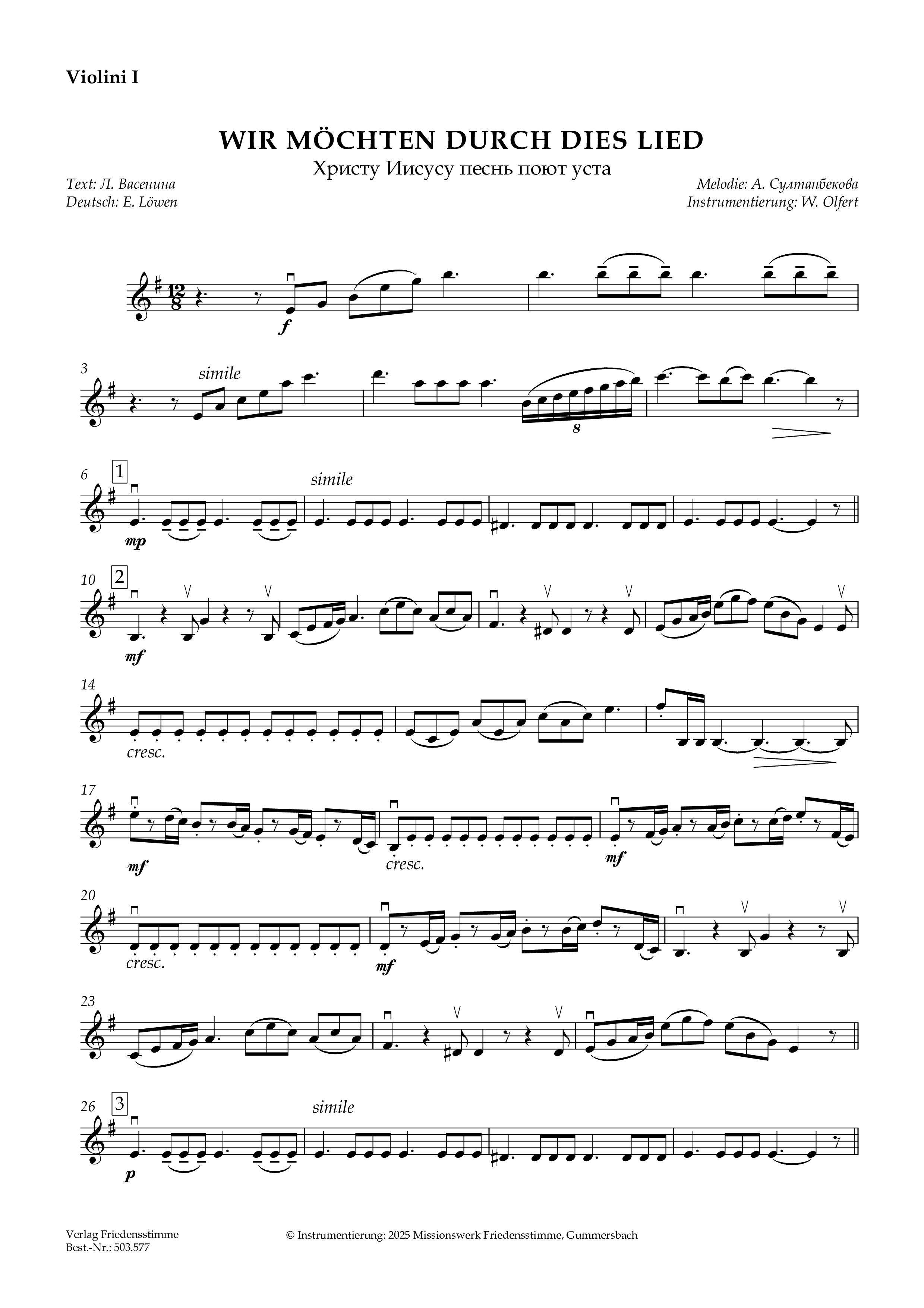 Partitur - Wir möchten durch dies Lied